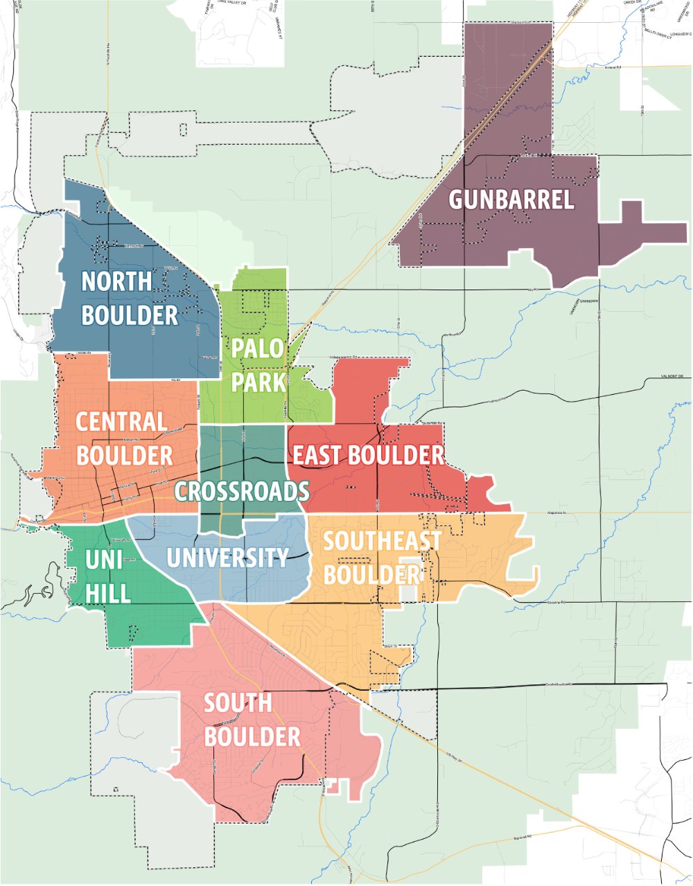 Map of the Boulder neighborhoods we serve